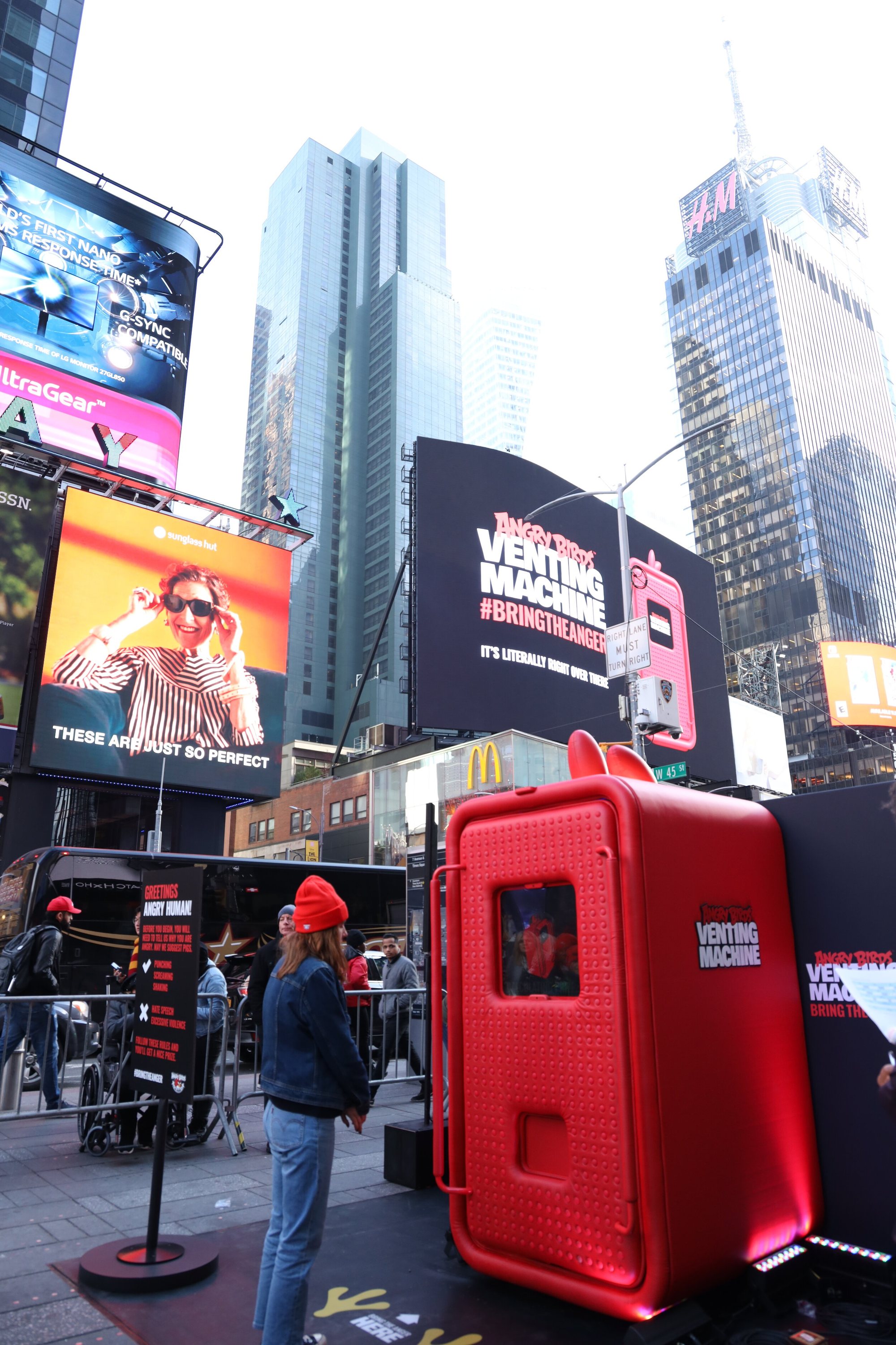 Angry Birds venting machine — public activation photography