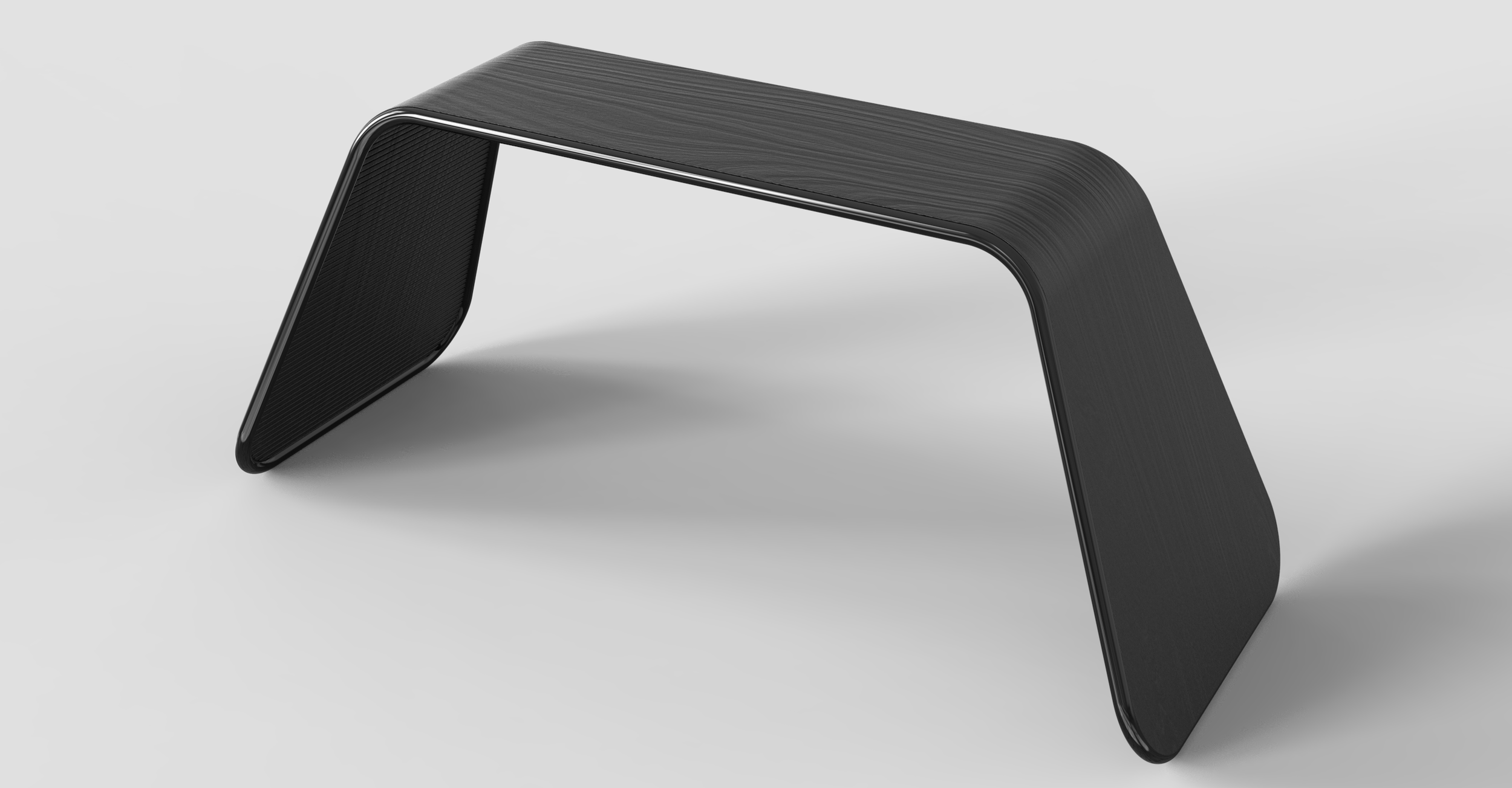 Bench seating — black frame with wood top configuration