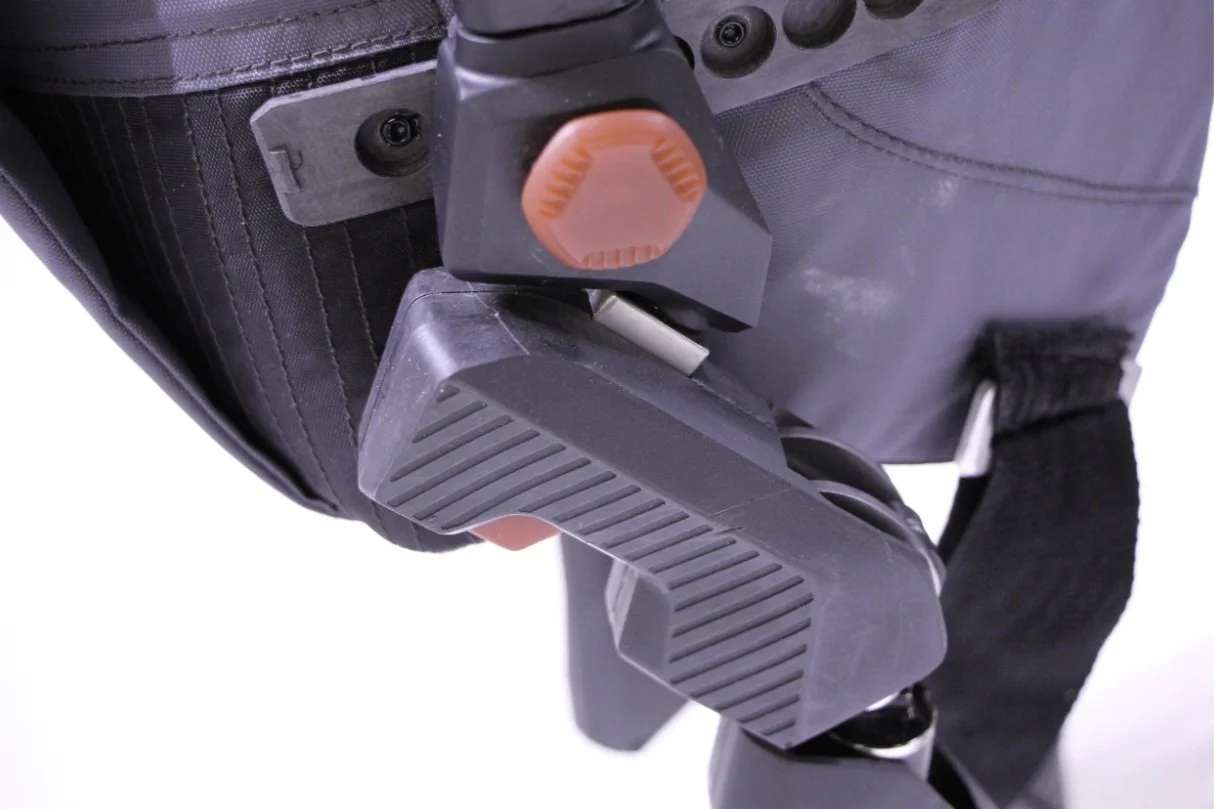 ExoSuit passive exoskeleton — side view showing load path