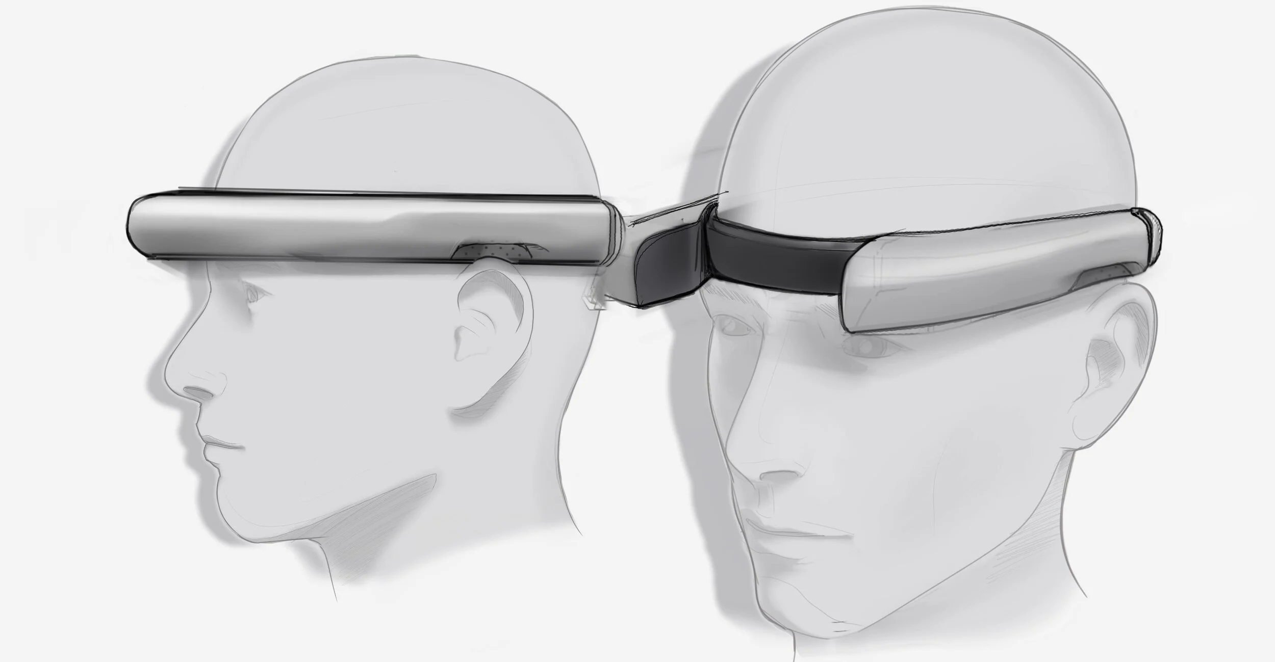 TREV neuro headset form refinement — full-band silhouette