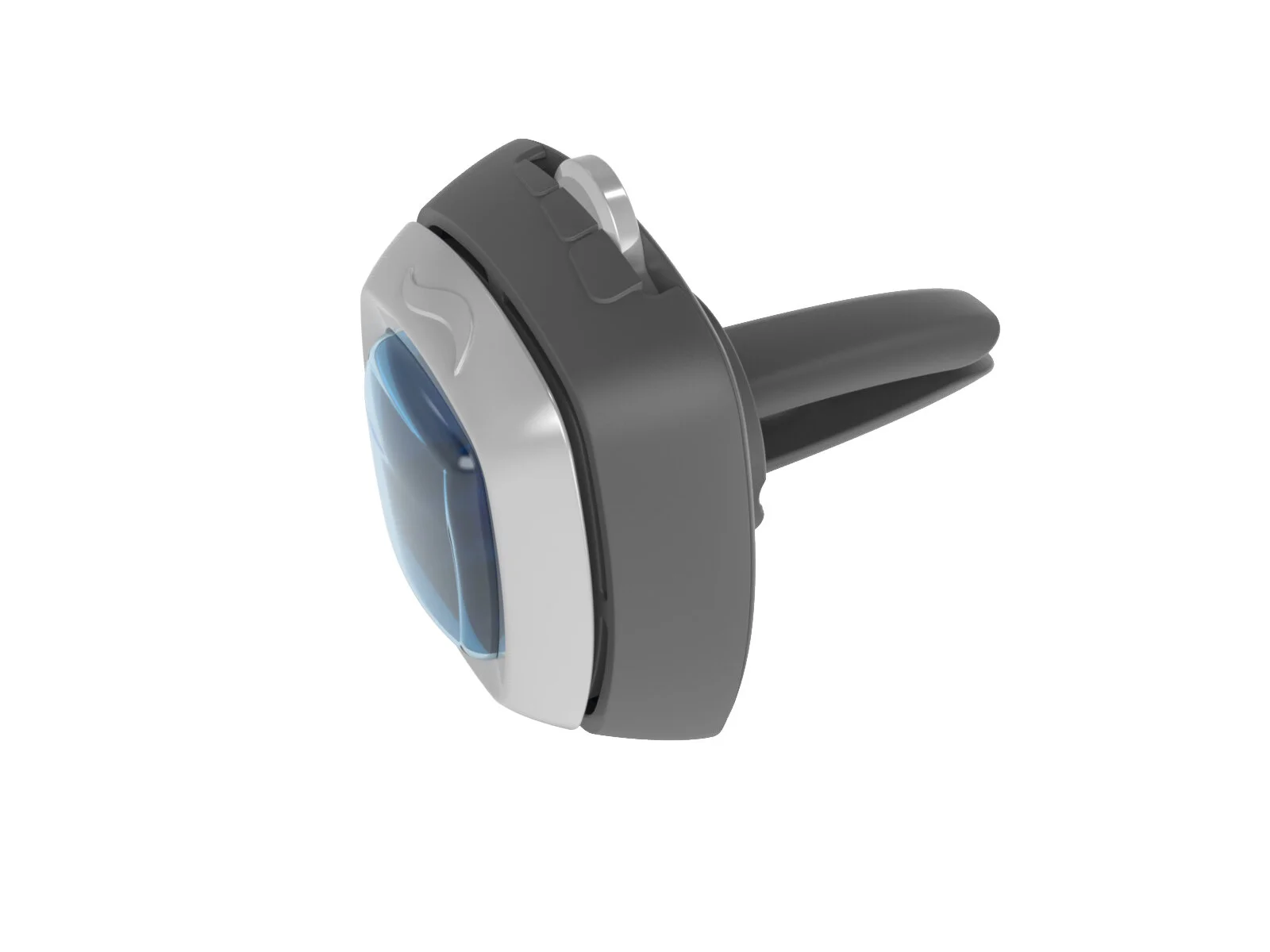 Car vent clip air freshener — resolved form render, three-quarter